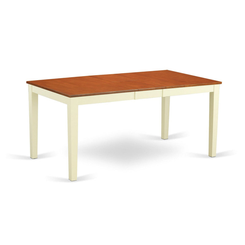 L'ensemble 5 pièces de table et chaises de cuisine comprend une table de salle à manger rectangulaire avec rallonge papillon et 4 chaises en bois massif, babeurre et cerise