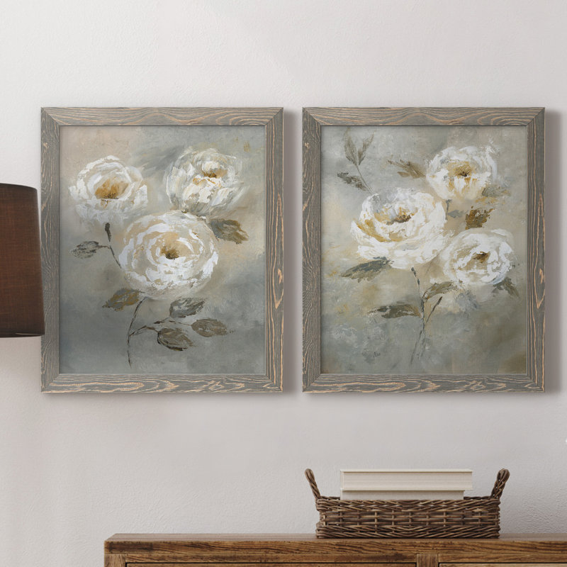 «Soft and Bold I», ensemble de 2 reproductions d'art, Pas de tapis, H 20 po x l 17 po x P 1 po, Toile avec cadre gris
