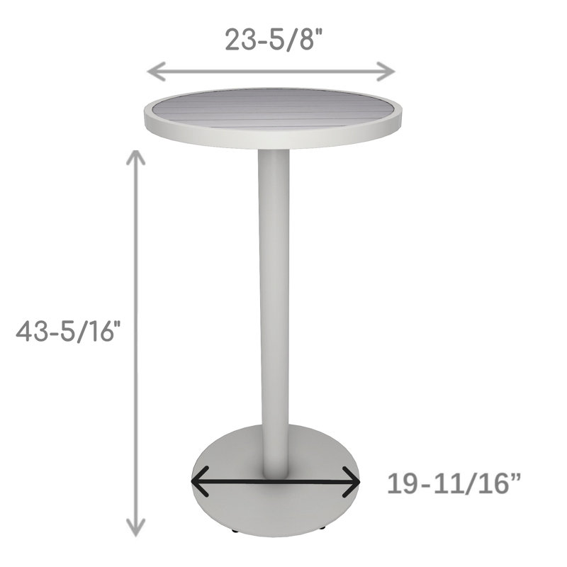 Structure de bar ronde blanche matte en aluminium composite 23,62 po x 23,62 po x 43,31 po, 23-5 / 8 po