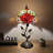 Haydee Tiffany Table Lamp Stained Glass Rose Flowers LED Bulb Iron Metal Leaves 10"W*10"D*20"H