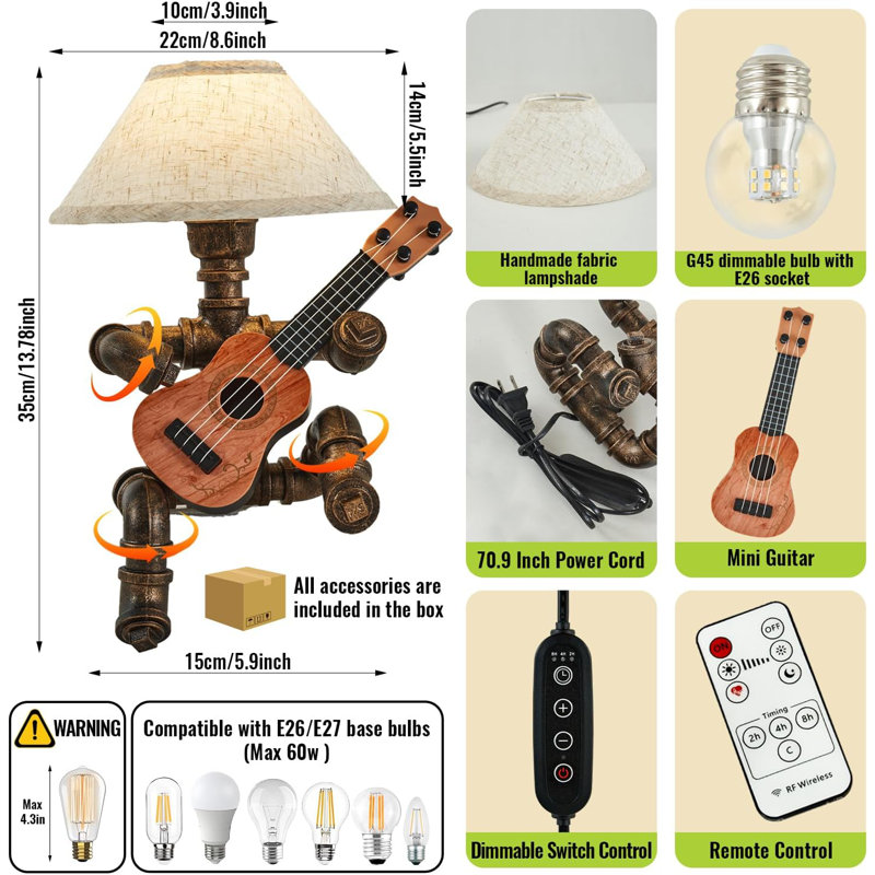 Lampe de bureau robot rétro avec ampoule