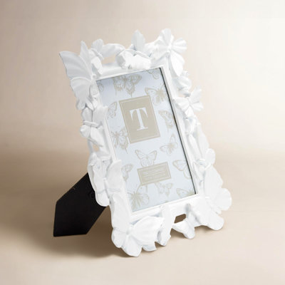 White Butterfly 10.5"H Photo Frame Resin Tabletop Wall Hanging Picture Frame Horizontal Vertical Home Decor