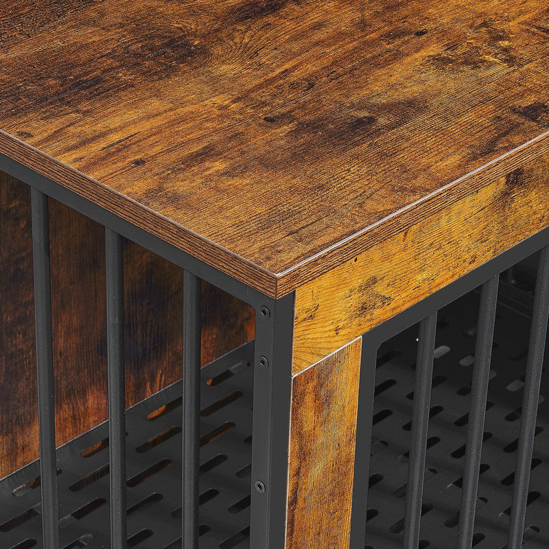 Meuble de cage pour chien 75 pouces, chenil d'intérieur en bois avec cloison et plateau amovible