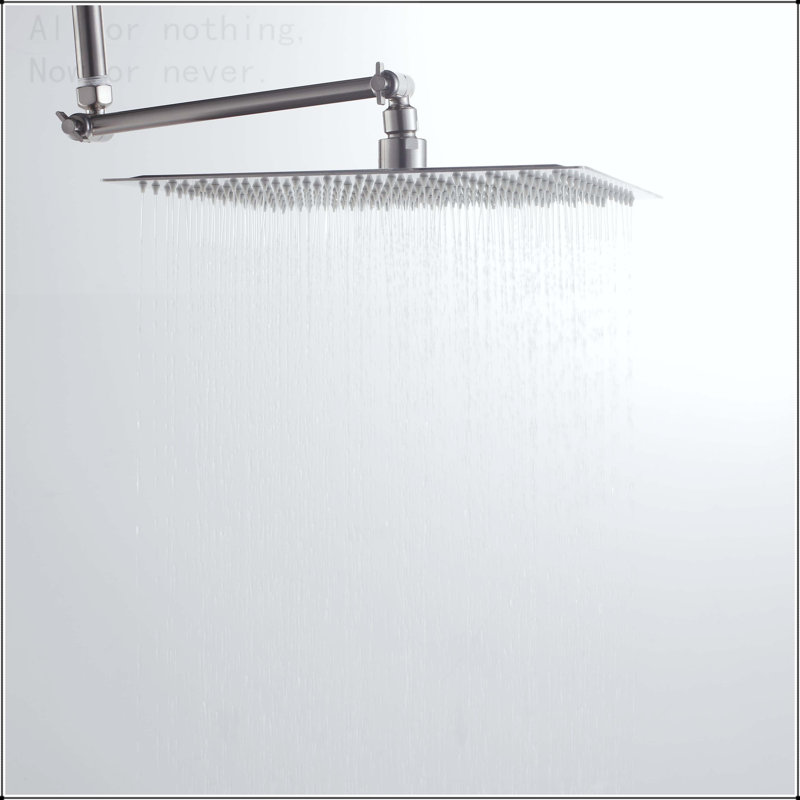 Rain Shower Head With Shower Arm  (12 Inch Square, Brushed Nickel)