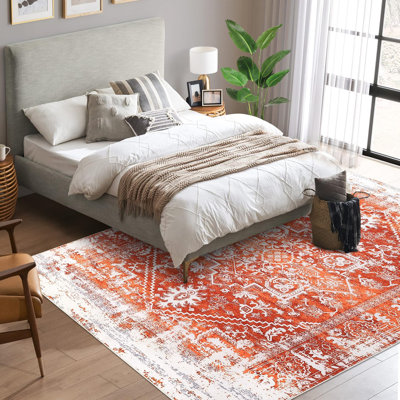 Rectangle Floral Washable Area Rug