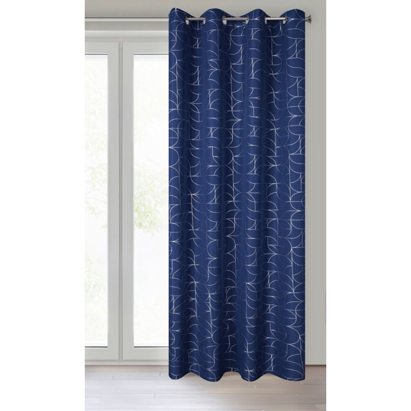 Evi Polyester Standard Eyelet Curtain Panel, Blue/White
