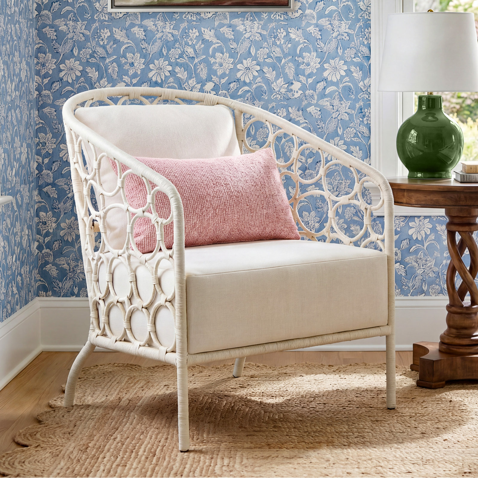 Adalard Upholstered Barrel Chair, White