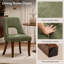 Ensemble de 2 chaises de salle à manger capitonnées en tissu de chenille avec pieds incurvés en bois massif, chaises club ergonomiques rembourrées pour la salle à manger, vert-594977474