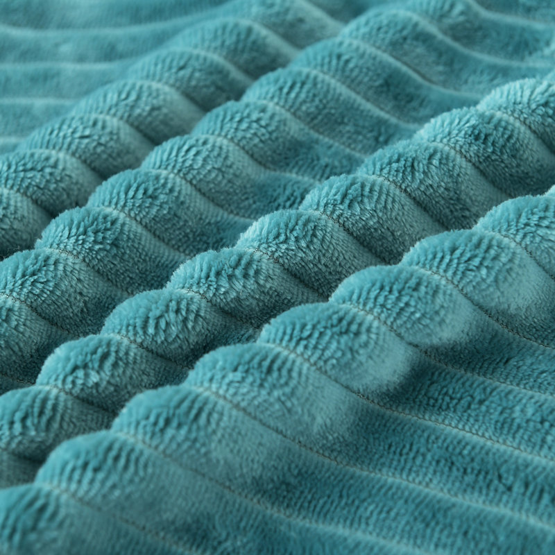 Square Striped Corduroy Soft Flannel Patchwork Pillow Cover, 20" x 20", Teal
