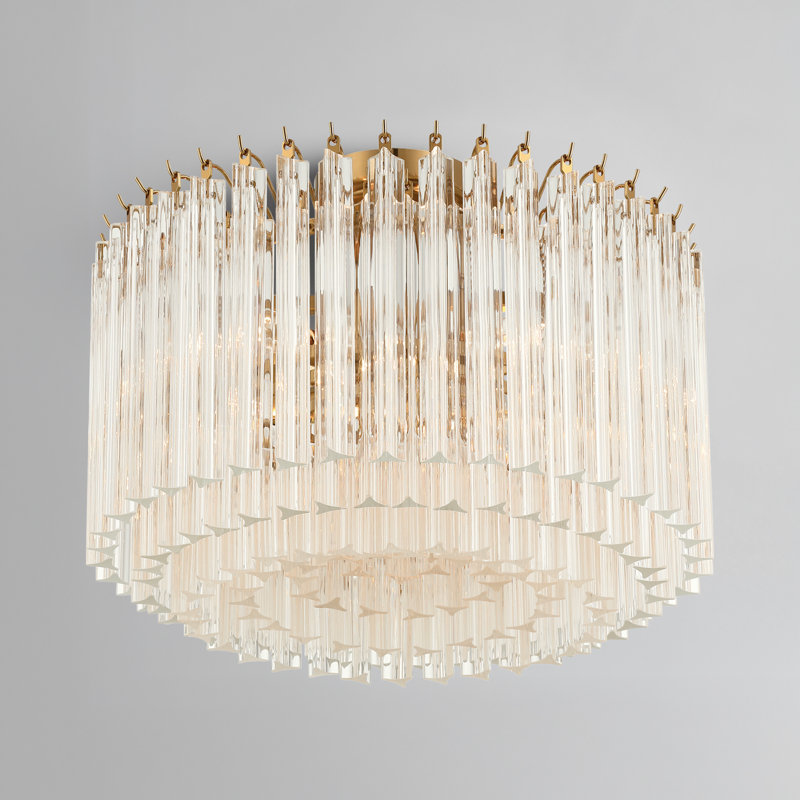 Lofton 5 Light Polished Nickel Semi Flush Mount, Gold