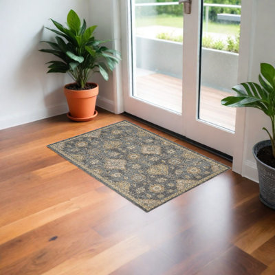 Tapis gris en laine Bodily
