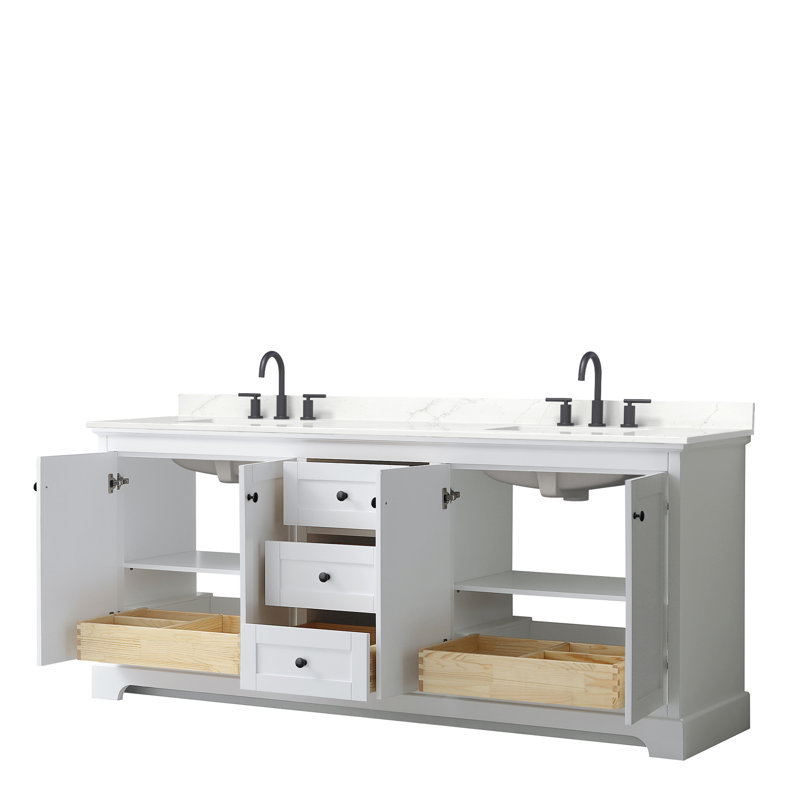 Ensemble de meuble-lavabo double 60 po Avery, Blanc, Chrome poli