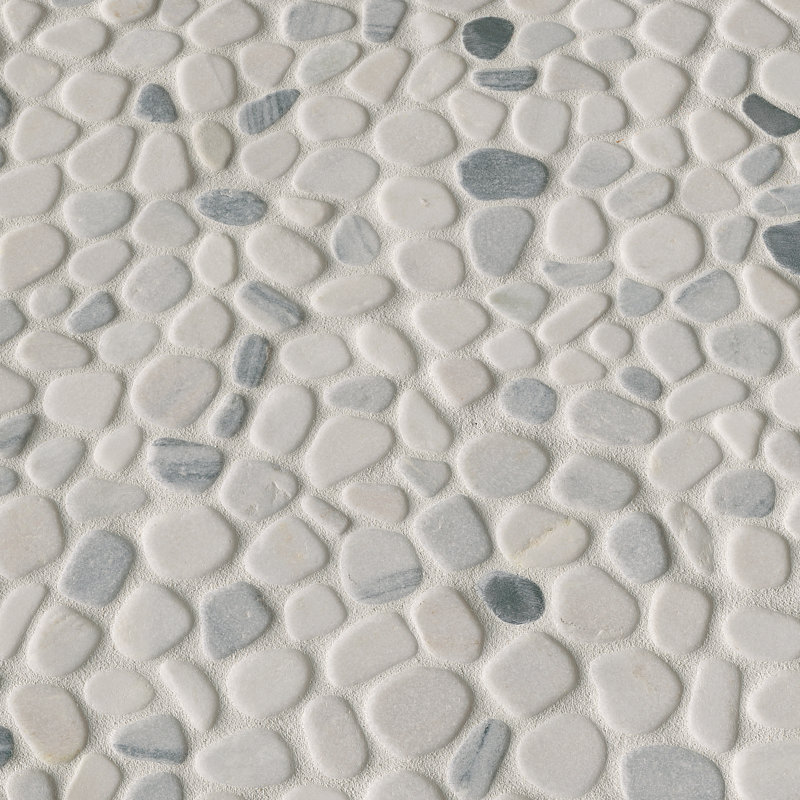 Marvella Pebble 12 in. x 12 in. Natural stone Mosaic Floor and Wall Tile, Nero Bianco