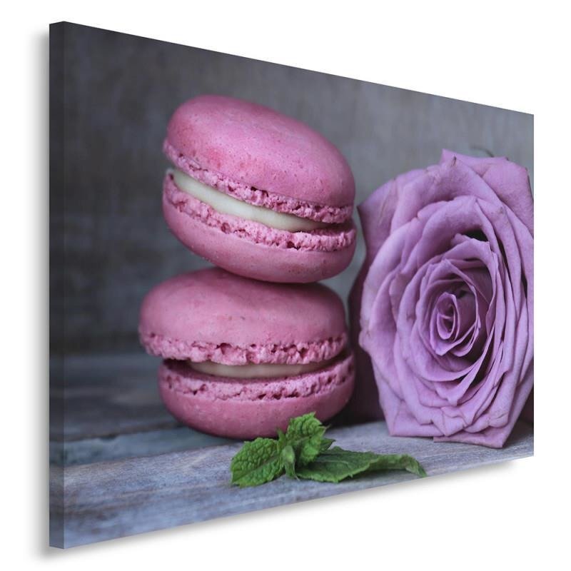 Leinwandbild Macarons und Rose