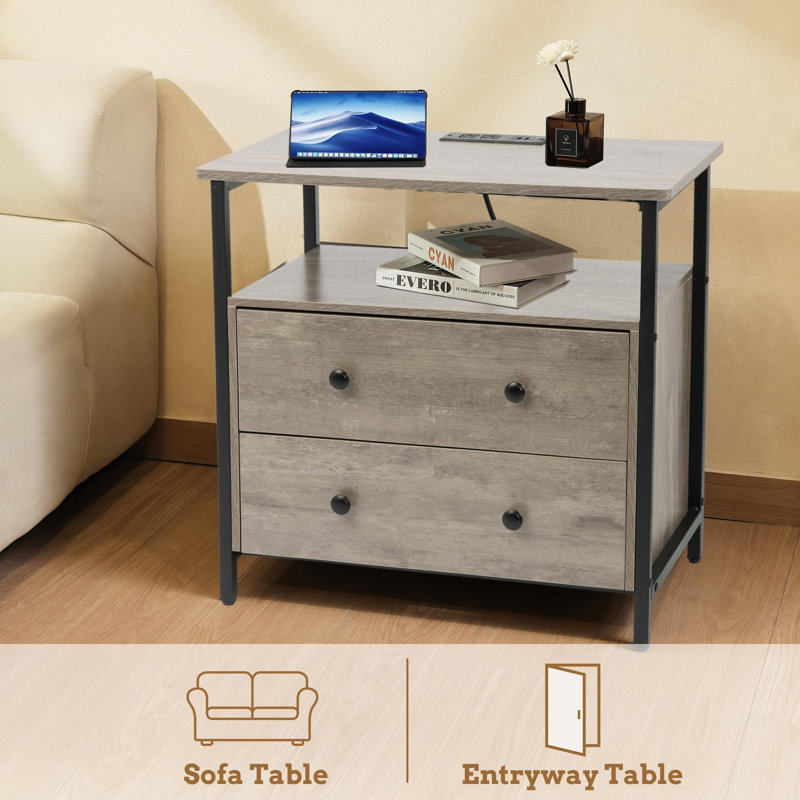Table de chevet Duccia, Gris, Individuel