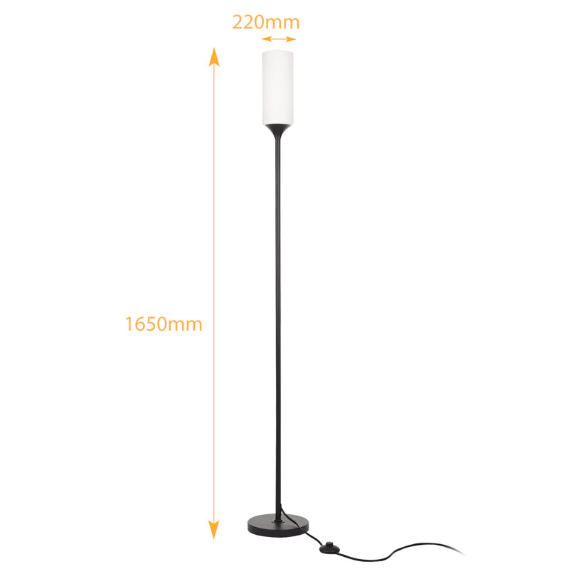 64.96'' Black LED Torchiere Floor Lamp Set with Outlet