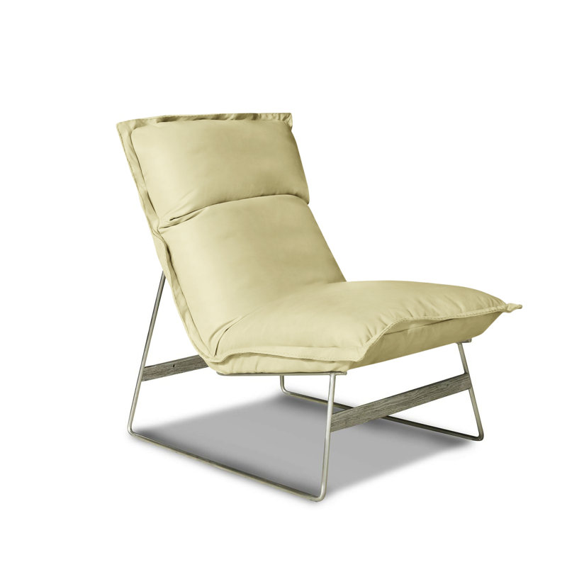 Tweety Leather Lounge Chair, Magnolia Dreamer Genuine Leather, Stainless Steel