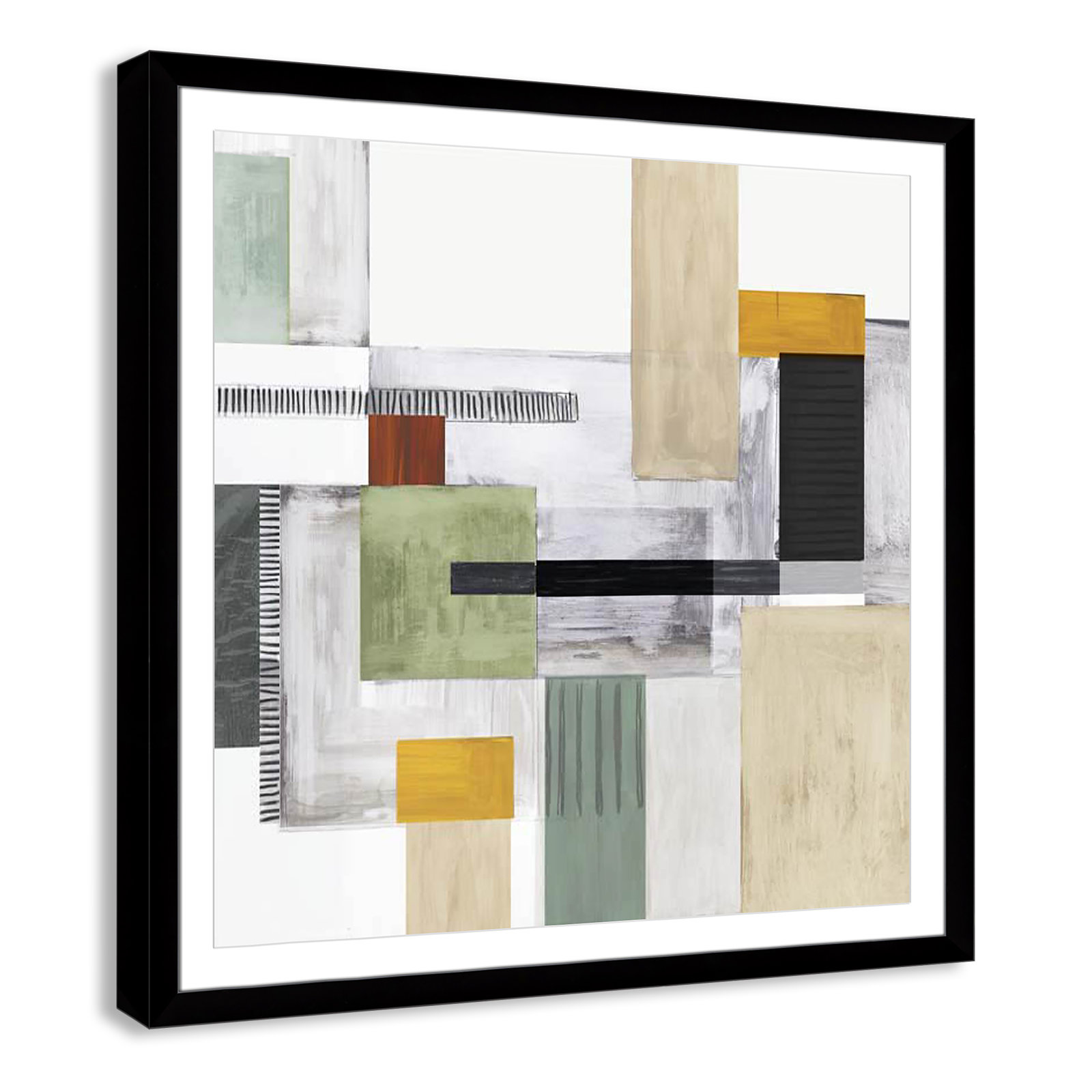 Playful Blocks, Black Cube Framed, 42.5" H x 42.5" W x 1.25" D