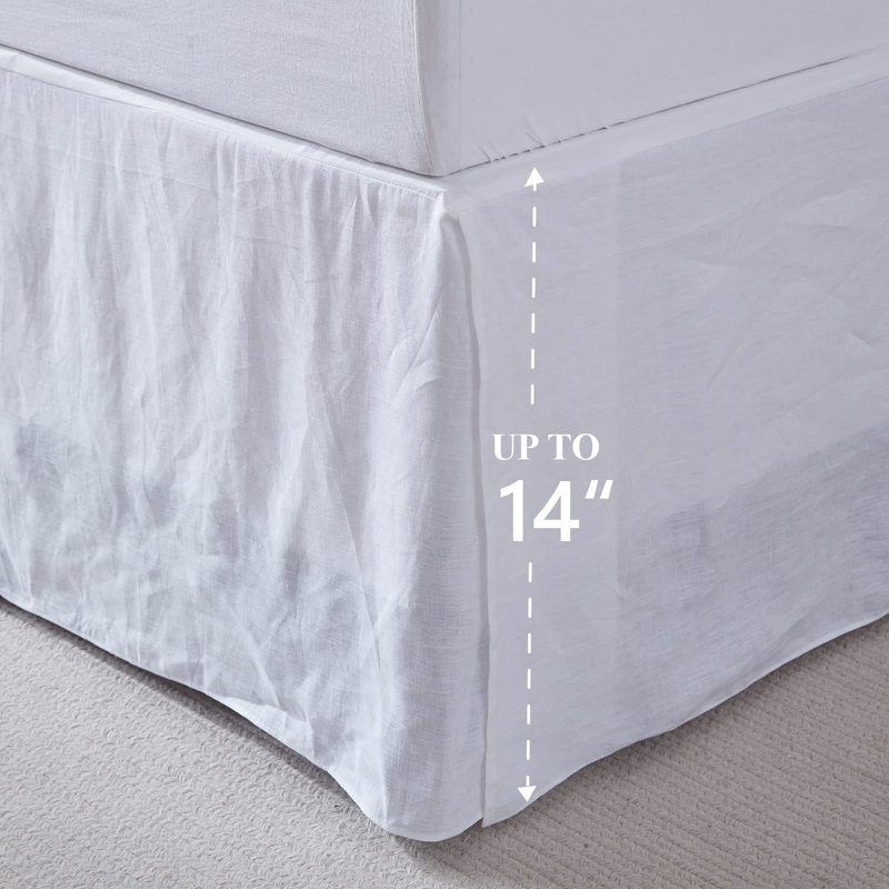 Linen Bed Skirt, Queen, White