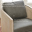  Fauteuil demi-tonneau pivotant en cuir véritable et bois de chêne-399841064