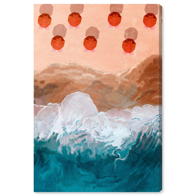 Beach Front Umbrella Canvas Modern Beach Wall Art by Art Remedy