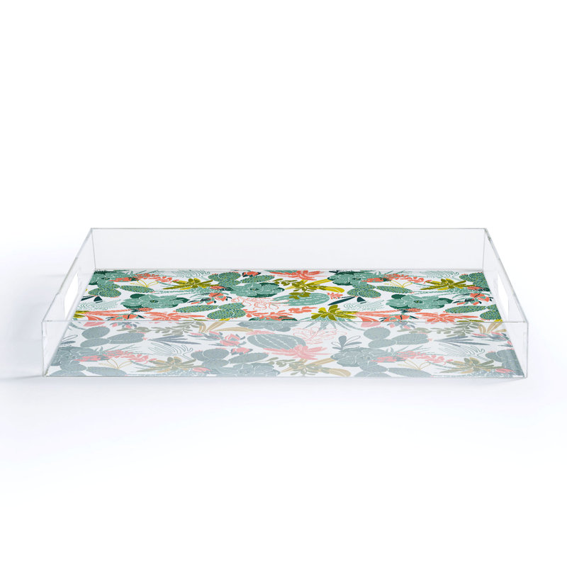 Cassidy Rae Marietta Swiss Cross Remix Acrylic Tray, Floral, White/Green