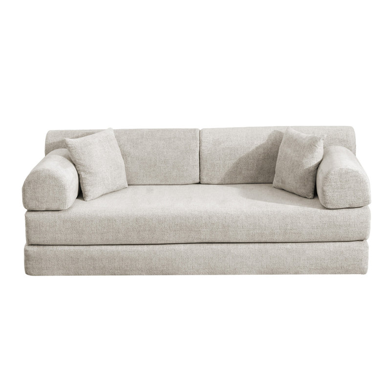 Canapé-lit convertible, canapé-lit pliant en tissu à deux tons avec structure fixe, canapé-lit de salon pour chambre à coucher (chameau clair)
