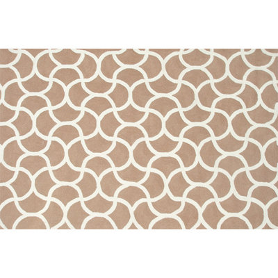 Tapis décoratif brun crocheté à motifs géométriques