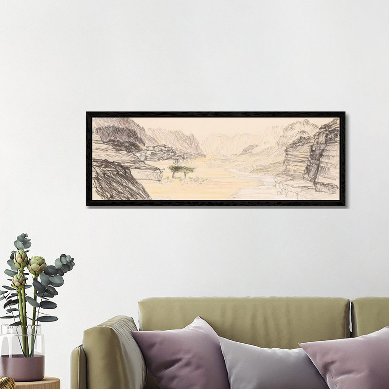 Nahal Nekarot by Itzu Rimmer - Panoramic Print on Canvas, Black Framed, 121.92 cm H x 40.64 cm W