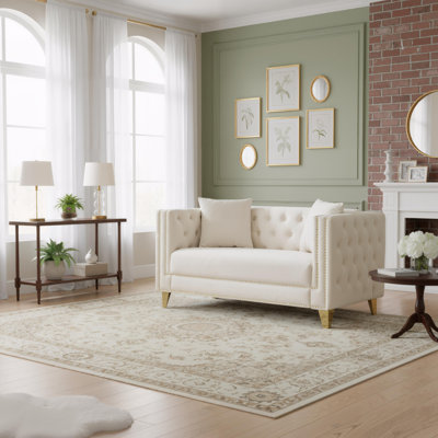 58.5" Tufted Velvet Loveseat with Nailhead