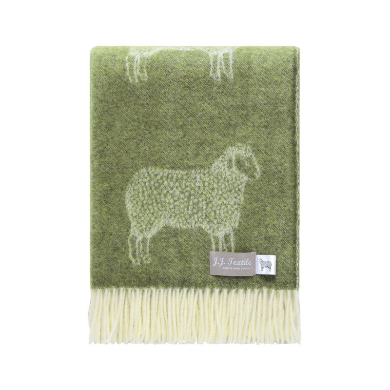 Olive Green Sheep Wool Throw