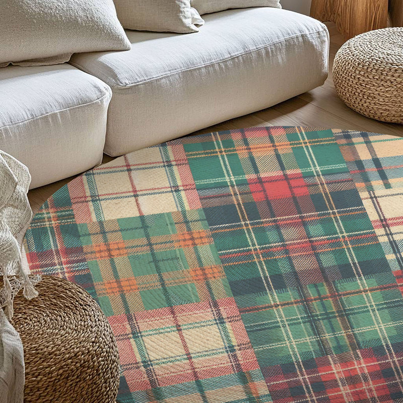 Timeless Check Grids Braided Rug, Round 5'