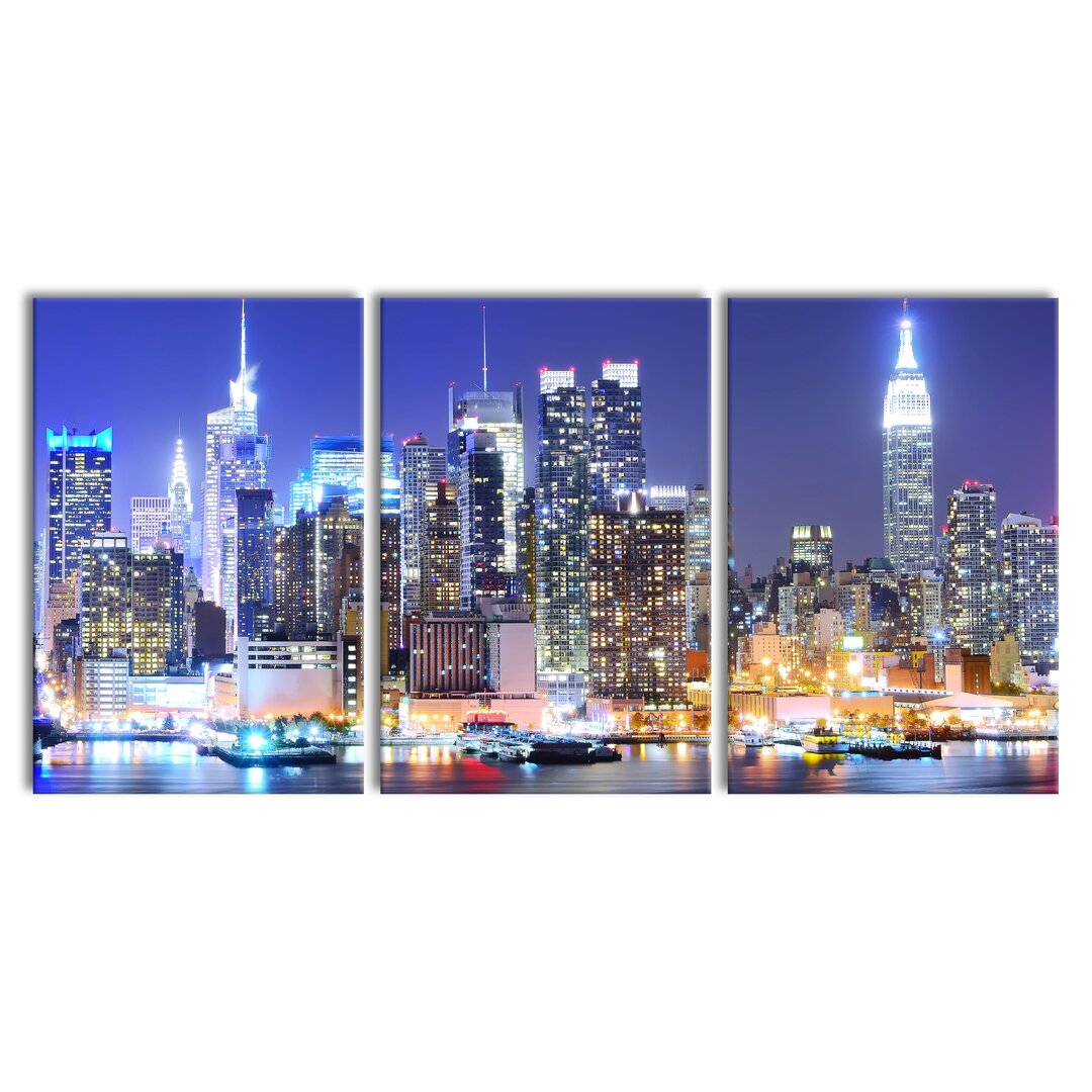 3-tlg. Leinwandbilder-Set New York Skyline Bridge