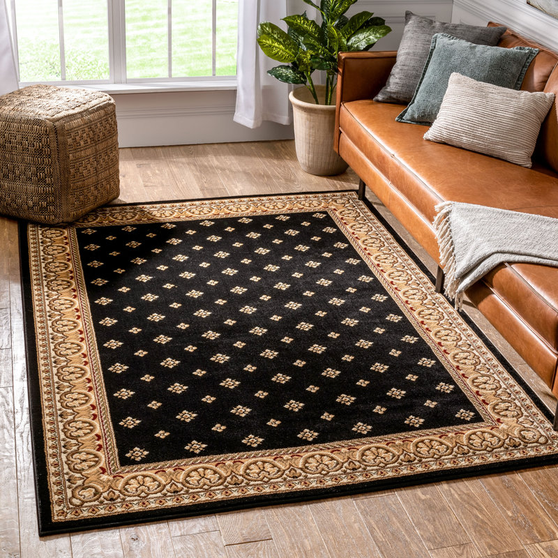 Tapis oriental noir Desborough, Rectangle 6 pi 7 po x 9 pi 6 po