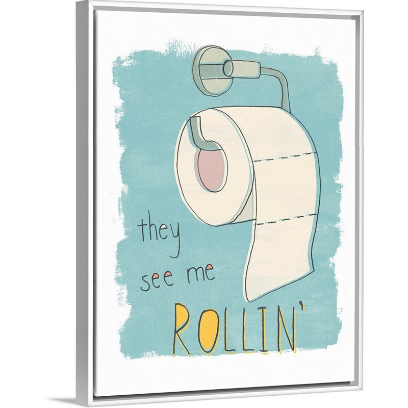 «Potty Pun I», reproduction d'impression sur toile, Cadre flottant blanc, H 41,7 po x l 31,7 po x P 1,75 po