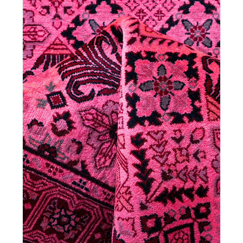 Overdyed Hand-Knotted Wool Modern-Contemporary Pink Area Rug 3' 2" x 5' 4"