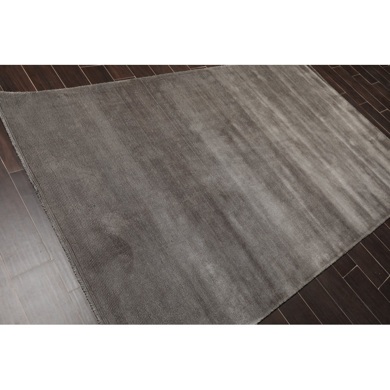 Tapis décoratif gris foncé en laine Touffeté à la main hraztan, Tapis de couloir beige