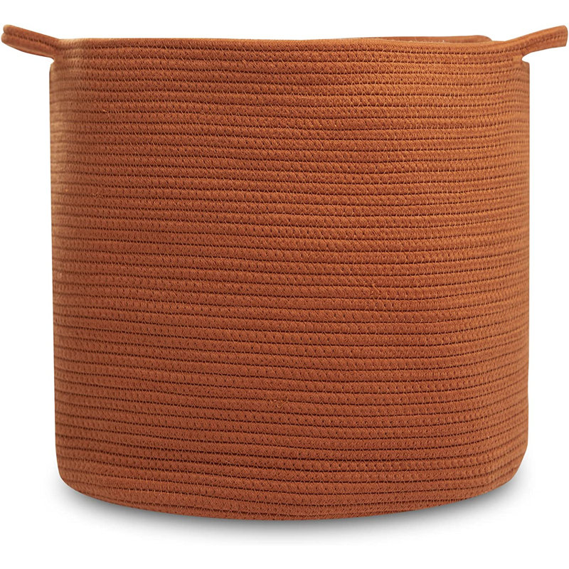 Panier à linge en coton, H 15 po x l 14 po x P 14 po, Brun