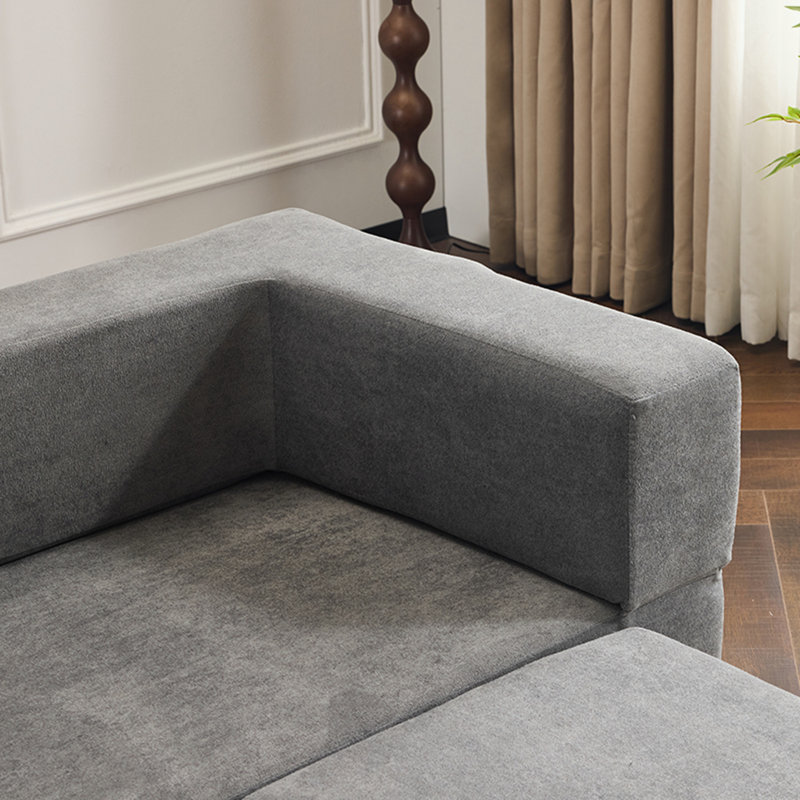 modular Chenille sofa with 3 Ottomans, Light Grey