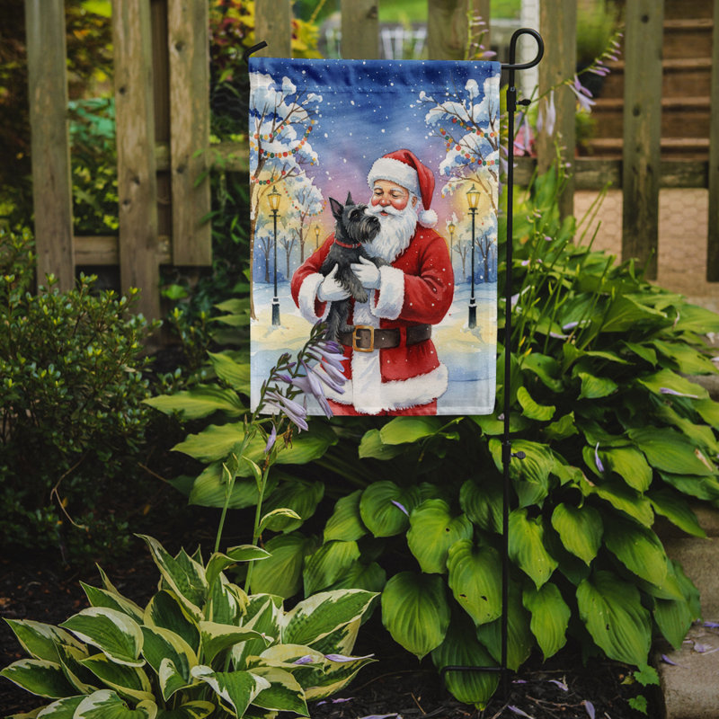 Terrier écossais avec drapeau du père Noël, Taille du jardin, Terrier écossais
