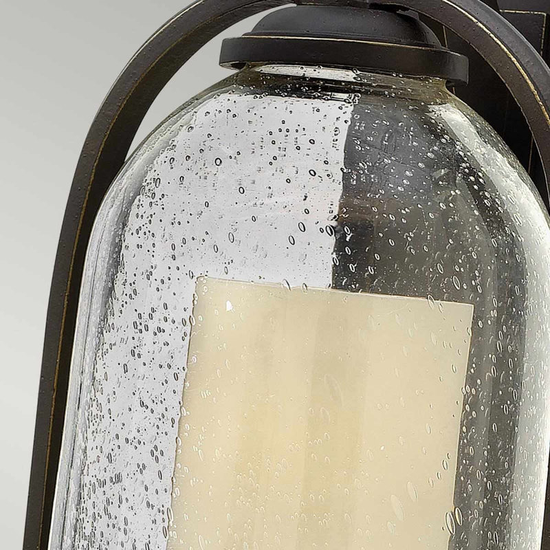 Totnes Oil Rubbed Bronze Seeded Glass Outdoor Wall Lantern, Medium