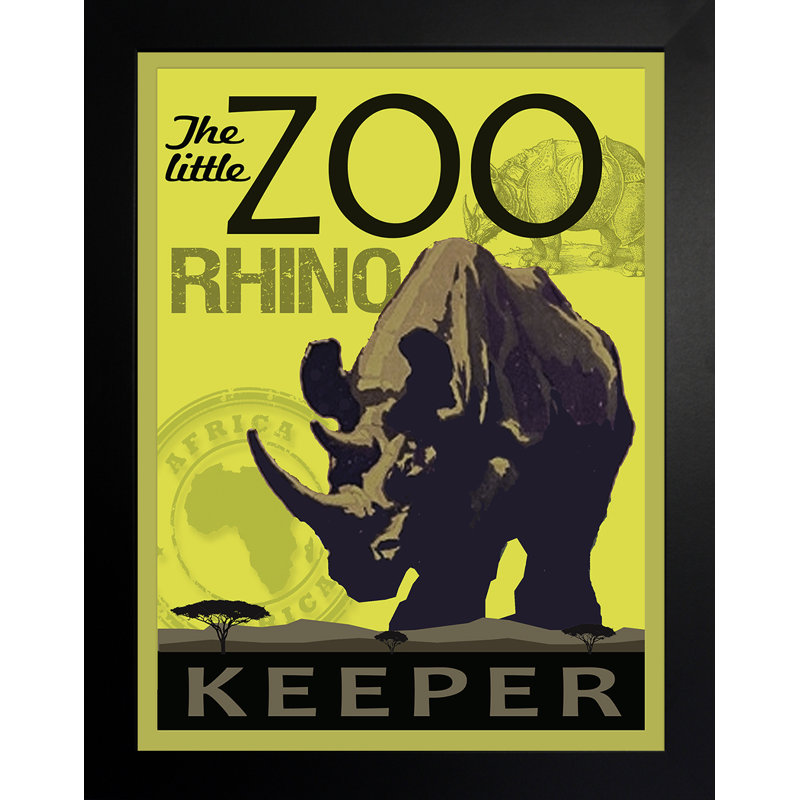 Cryal Little Zoo Keeper Rhinoceros, art encadré, H 16 po x l 12 po
