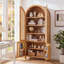 Grande armoire à porte arquée en rotin avec tablettes réglables pour un rangement de style campagne moderne-1184927350