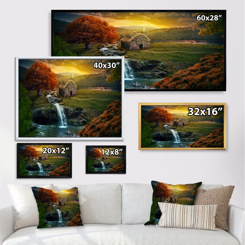 Peaceful Cottage - Photographie sur toile, H 30 po x l 40 po x P 1,5 po, Cadre doré