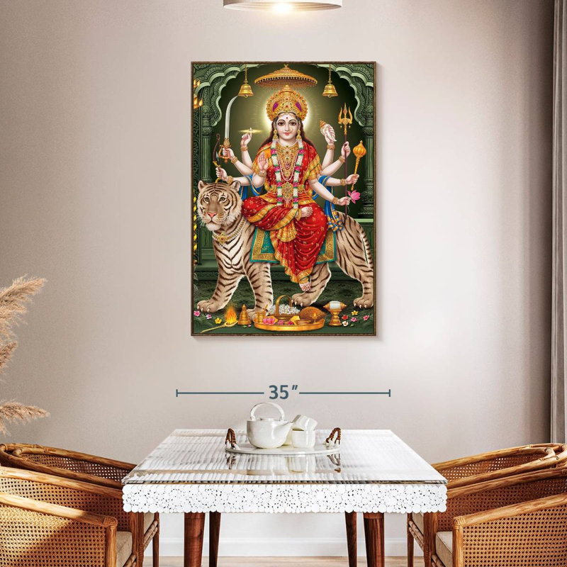 Durga sur un tigre, Floating Frame Walnut, 31" x 46"