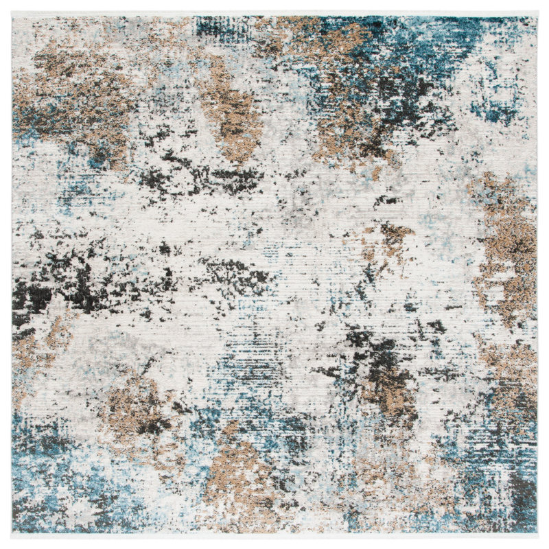 Mesa Shivan Performance Abstract Rug, Square 6'7"
