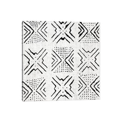 Mudcloth White Geometric Design IV by Ellie Roberts - Wrapped Canvas Painting