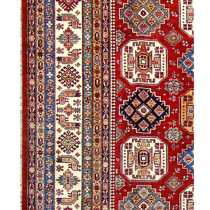KASEKAZAKREIV Hand Knotted Wool Area Rug, Rectangle 5' x 8'