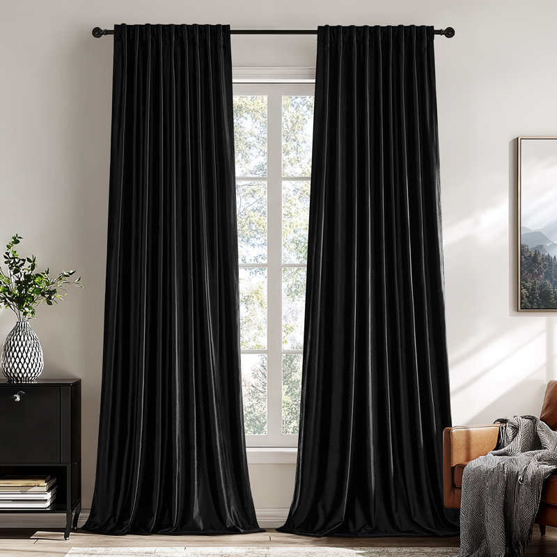 Rideaux isolants et isolants en velours de luxe. Pièce obscurcissant 75% à 95% avec passe-tringle à onglets pour salon (ensemble de 2)