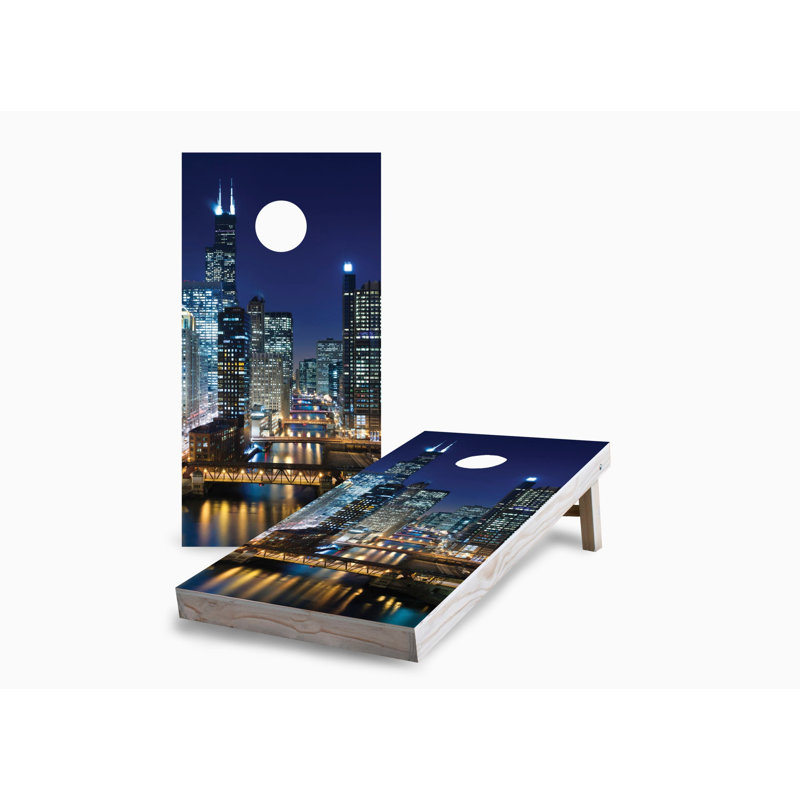 Ensemble de planches cornhole Chicago 2 x 4 | Comprend (2) planches (8) sacs et accessoires optionnels, AUCUN accessoire